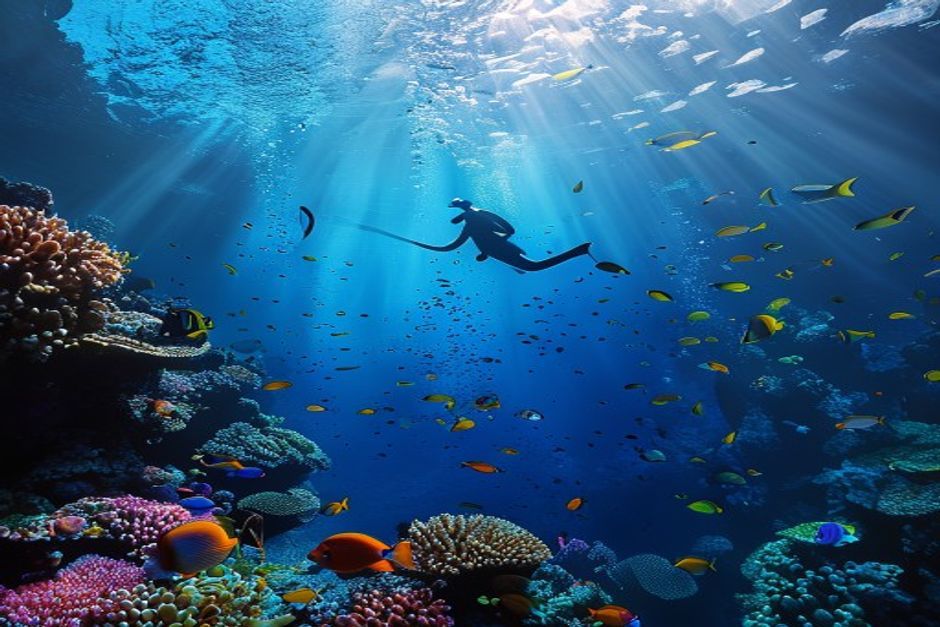 Scuba diving coral reef