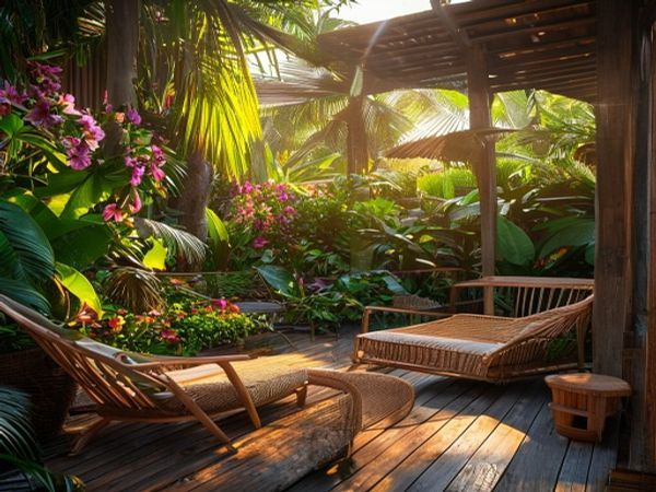 Home'stay Sabrina — tropical garden and common area